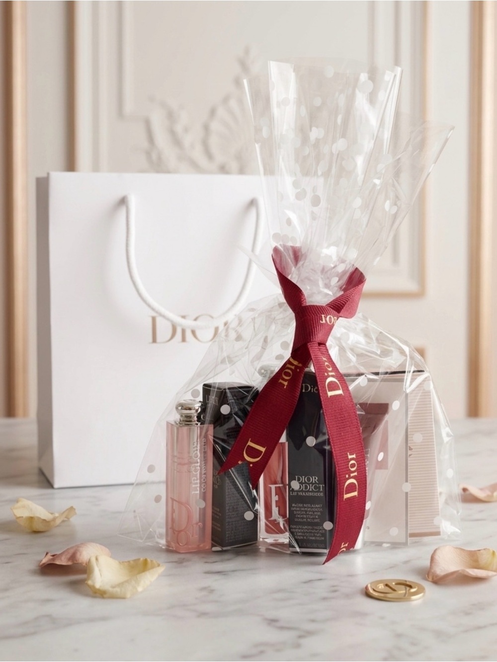 Dior Beauty Gift Set With bag Lip balm, Lip Maximizer, lip butter Miss Dior vial